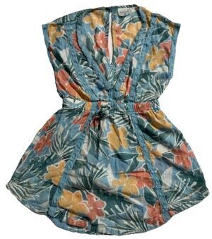 Abercrombie Kids Tropical Floral Romper Girls Size 5/6 Cut Out Back